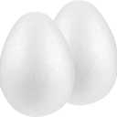 STOBOK 2Pcs 8-Inch Foam Eggs for Crafts White Polystyrene Eggs for DIY Painting School Projects Easter Party Decorations