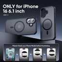 2 x Magnetic for iPhone 16 Case Fits MagSafe 16FT Drop Resistant Matte Skin Feeling Back Cover Shockproof Slim Fit for iPhone 16 Phone Cases 6.1 inchBlack