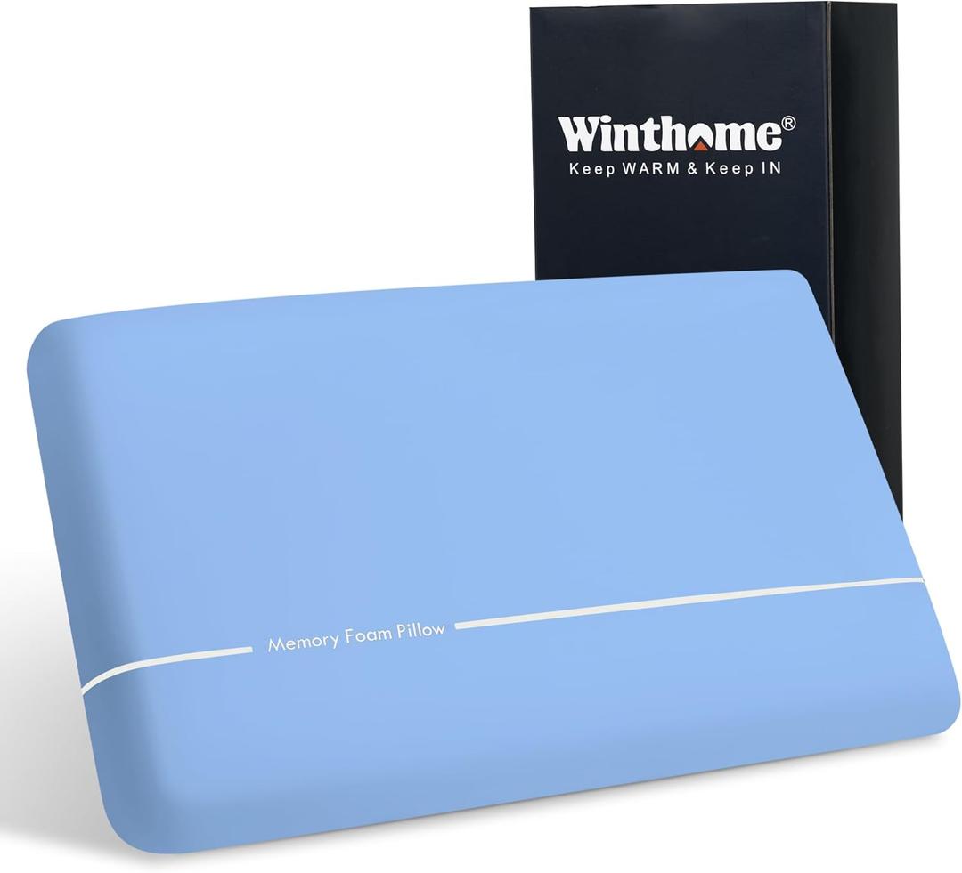 Winthome Memory Foam Pillow, Two-Sided Soft and Firm Neck Pillow for Sleeping, Suitable for Side, Back and Stomach Sleepers with Washable Cover
