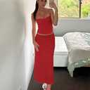 Tube Tops for Women Twist Knot Summer Going Out Crop Tops Backless Strapless Bandeau Tops Y2K Basic (Red, M)