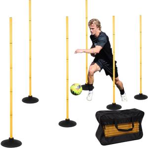 Neoaider 6 FT Agility Poles for Soccer, Basketball, Football, Equestrian, Pet Training, 6 Pack Detachable Soccer Poles w/Rubber Bases, Pole Bending Poles for Horses, Indoor/Outdoor Use