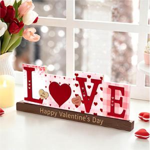 Valentines Day Decorations Wooden Sign - LOVE Letter Table Decor for Mantel, Tiered Tray, Home, Kitchen, Rustic Living Room, Shelf, Wedding, Party, Tabletop, Valentine's Day Gift