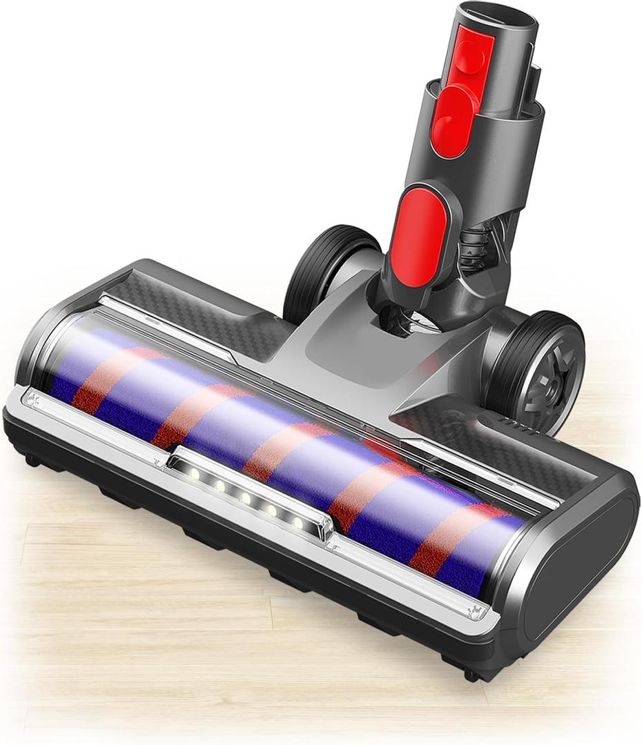 Vacuum Attachments for Dyson V7 V8 V10 V11 V15 Handheld Cordless Cleaners, Replacement Accessories Head for Hardwood Floor, Soft Roller Brush Parts with LED Lights