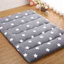 Japanese Futon Floor Mattress, Thick Tatami Mat, Foldable Floor Mattress, Roll Up Dormitory Sleeping Pad, Portable Floor Lounger Bed for Guest Room, Camping, Full Size, Grey