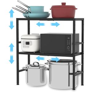 2-Tier Expandable Metal Storage Shelves, 150LBS Heavy Duty Shelving Units and Storage,Adjustable Utility Organization and Storage Shelf Rack For Kitchen Garage Laundry Bathroom Pantry Warehouse, 2 Tier11.8"d X 28.3"w X 30.9"h