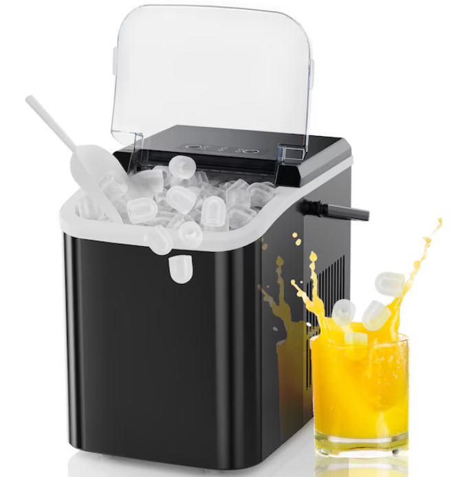 Sweetcrispy Auto-Cleaning 26.5 lb Ice Per day Portable/Countertop 2 Sizes Bullet Ice Maker ( Black )