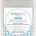 AirflowBaby Breathable Mesh Liner for Full-Size Cribs, 9"H (23cm) Essential 2mm Mesh, White (Size 4FS Covers 3 or 4 Sides)