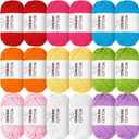 Timgle 18 Pack Beginners Crochet Yarn Cotton Yarn for Crocheting and Knitting with Easy to See Stitches Cotton Nylon Blend Yarn for Crochet Kit Making(Vivid Colors)