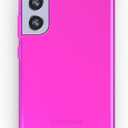 FELONY CASE - Samsung Galaxy S22 Neon Pink Clear Protective Case, TPU and Polycarbonate Shock-Absorbing Bright Cover - Crack Proof with a Gloss Finish