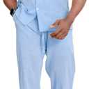 Mens Linen Sets 2 Piece Outfits Sleeveless Shirt and Pants Set Vacation Outfit for Men Summer Beach Suits (Blue, XL)
