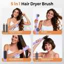 5 in ONE Blow Dryer Brush with LCD Display, Upgrade Hair Dryer Brush Air Curling Wrap Styler, Ionic Round Brush Blow Dryer for Women, Hot Air Brush Hair Styling Tools 100-120V