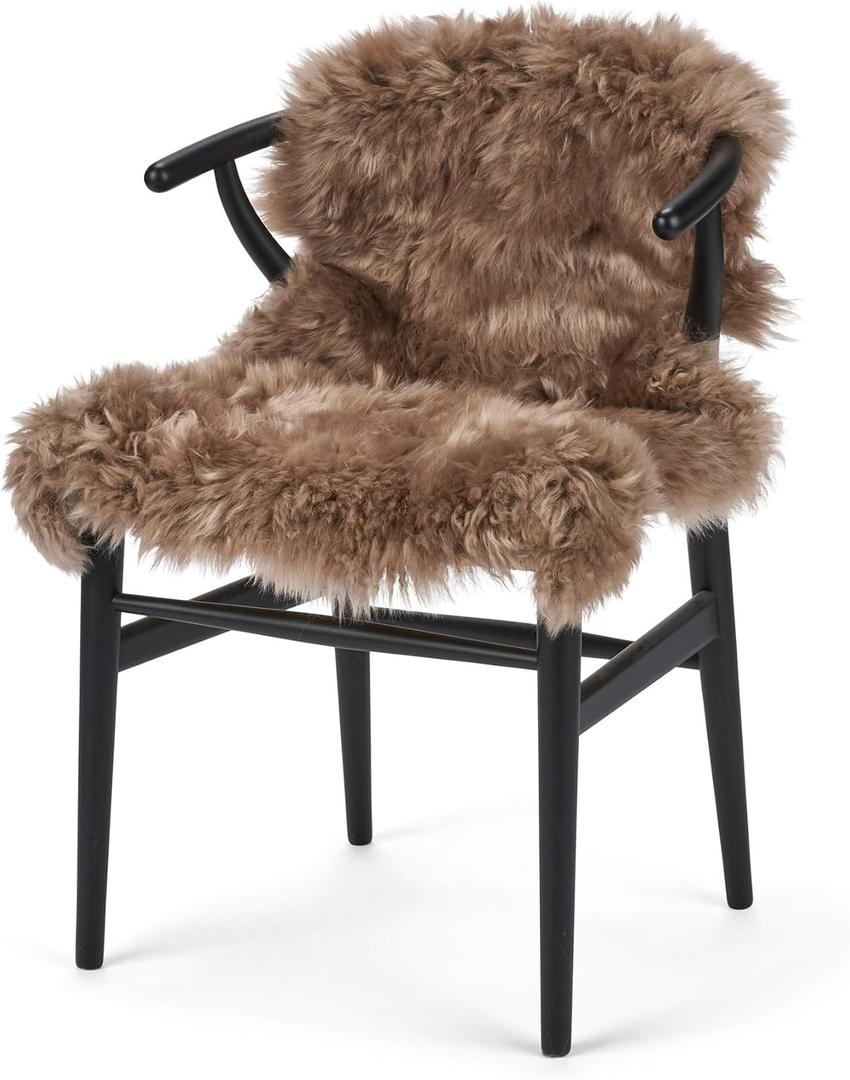 Sheepskin Fur Rug Long Hair 2x3 ft, Light Brown | Genuine long-hair sheepskin, each hide unique, perfect for sofa, chair or dining table, 1'11" x 2'11"
