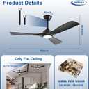 Depuley 52-Inch Ceiling Fan with Light: Black 3 Blade Outdoor Fans for Patios - Dimmable Indoor Fan with Remote Control Living Room Fandelier Ceiling Fans Ultra Quiet DC Motor Reversible 6 Speed Timer