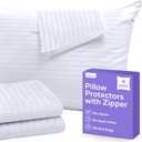 Set of 4 Pillow Protectors with Zipper Queen Size - 100% Resistant to Stains, Dust & Dirt - Washable Covers for Increased Pillow Lifespan