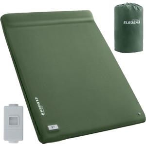 Elegear CumbreX™ Self Inflating Sleeping Pad, Built-in Electric Pump 3.15" Ultra-Thick Memory Foam Camping Mattress Pad with Pillow Double Sleeping Pad for Camping R-Value 9.5 Foam Camp Pad - Queen