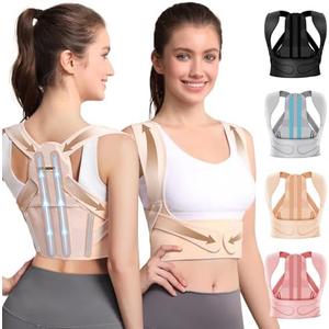 Fit Geno Posture Corrector for Women: Adjustable Lightweight Upper Back Brace for Neck Shoulder & Upper Back Pain Relief - Improve Posture Correct Hunchback Slouching Kyphosis Invisible Under Clothes , L/XL