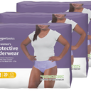Basics Incontinence Underwear for Women, Protective, Disposable, Postpartum, Maximum Absorbency, Medium, Lavender, 60 Count (3 Packs of 20)