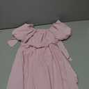 Girls Summer Dresses Square Neck Lantern Sleeve Tie Backless Ruffle A-Line Party Mini Dress Pink, 150