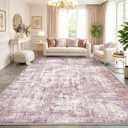 Area Rugs 8x10 Living Room Rug Washable No Slip Low Pile Soft Thickness Large Carpets Indoor Floor Covering for Bedroom Dining Modern Abstract Home Office Decor Pink