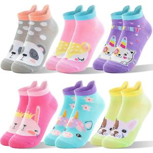 ANTSANG Kids Girls Toddler Unicorn Ankle Socks Cute Silly Cartoon No Show Funny Novelty Fashion Cotton Socks 6 Pairs (3-5T, Animal)