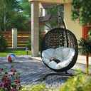 Lifup Water Resistant Papasan Cushion, Rocker Chair Pads, Hammock Seating Cushion for Hanging Egg Chair Folding Garden Sofa Patio Garden Swing Chair White Round 24"