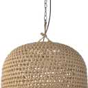 Arturesthome Rustic Woven Dome Pendant Light, Hemp Rope Basket Lampshade Coastal Hanging Lighting Fixture, Adjustable Vintage Farmhouse Chandelierfor Kitchen Island Dining Table Room W 21.6"*H 13.7"