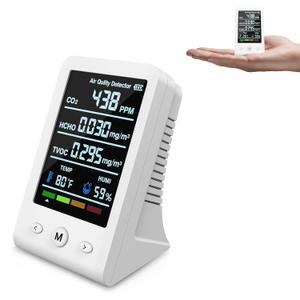 Dienmern 5-in-1 CO2 Monitor Carbon Dioxide Detector, Indoor Air Quality Monitor, CO2 Meter with Alarm, Tester for Carbon Dioxide, Temperature & Humidity, for Grow Tents, Bedroom, Home (Cream)