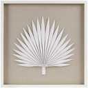 Madison Park Sabal Floral Wall Art - Handmade Canvas Palm Natural Rice Paper Shadow -Box Set, Glass, Wood Frame, Linen Base, Botanical Modern Room Decor for Hallway, Bedroom Accent, Off White 3 Piece