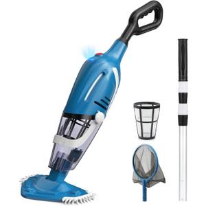Pool Vacuum for Above Ground Pool, 2025 Upgraded Pool Vacuum with A Telescopic Pole, 18.5 Gal/Min Powerful Suction, 80Mins Runtime, Effortlessly Cleans Debris Underwater (Blue)