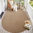 DEXI Oval Easy Jute Rug 5x8, Braided Woven Rustic Rugs No Shed, Neutral Area Carpet Mat for Outdoor Patio Dining Living Room Farmhouse, Tan Brown