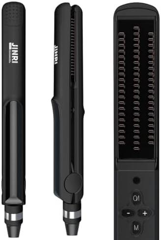 3 IN 1 Heated Styling Tool: Straightening Brush, Crimper & Flat Iron for Smooth, Anti-Frizz Hair | Electric Hot Brush for Styling (Black)