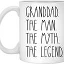 Granddad The Man The Myth The Legend Coffee Mug - 11oz White Ceramic Letter Print Modern Coffee Mug - Father's Day Gift - Hot Drinks - Microwave Safe