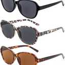 JOLISU 3 Pack Reading Sunglasses for Women, Sun Readers Glasses Spring Hinge Outdoor Sunglasses With UV400 Protection Mix a, 2.75 x