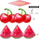 2 x Cherry Watermelon Balloons,Summer Fruit Party Decorations, Red Cherry & Watermelon Balloons for Birthday Party, Picnic, Pool Party, Tropical Theme, Sweet Fruit Baby Shower Decor, 3 inches x 25 inches x 30 inches