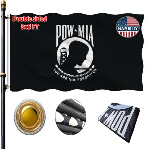 Volta Double Sided Pow Mia Flag 2x3ft, Outdoor Heavy Duty 3-Ply Durable Nylon Progressive Flag with Canvas Header/Brass Grommets for Indoor and Outdoor Decoration