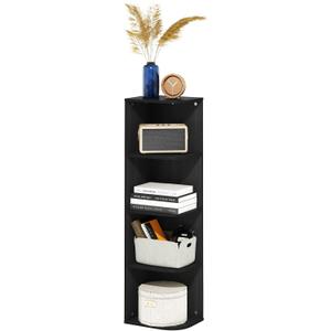 Furinno Pasir 4-Tier Corner Open Shelf Bookcase, Blackwood