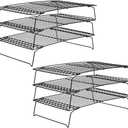 Kingrol 2 Pack 3-Tier Stackable Cooling Rack, Non-stick Wire Cake Rack for Pies, Cookies, Pastries