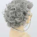 Topcosplay Old Lady Wig and Accessories 5pcs Set Granny Costume Wig Grandma wig Halloween Party Wigs (Grey)