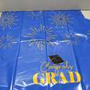 HOUSE OF PARTY Graduation Tablecloth 3PCS | 54"x108" Blue Congrats Grad Tablecloths | Grad Tablecloth Class of 2025 | Party Table Cover Fireworks Design for Table Decorations