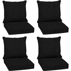 Arden Outdoor Deep Seat Cushion Set (4-Pack), 24 in x 24 in, Weather-Proof, Rain-Proof, Fade Resistant Patio Cushion for Chair, Sofa, and Couch Black Leala