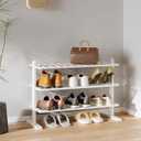 Varhomax White Shoe Rack, Bamboo Shoe Rack Organizer for Closet and Entryway, Thick Wooden Free Standing Shoe Shelf for Small Spaces, Sturdy & Versatile for Bedroom, Bathroom, Garage (3-Tier)