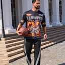 QJQ Men's Graphic Tees Short Sleeve Crewneck Oversized T Shirts Y2k Streetwear Summer Casual Tops (L)