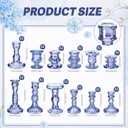 Mumufy 48 Pcs Blue Crystal Taper Candle Holders with Flameless Candles