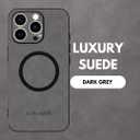SU - iPhone 16 Pro Max Premium Gray Suede Magnetic Case - SU.Shield Slim & Protective Design, Compatible with MagSafe, Wireless Charging - Suede, Case for iPhone 16 Pro Max (6.9") (Dark Grey (Suede))