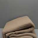 Bedsure 100% Cotton Blanket Queen Size for Bed - Breathable and Soft, Waffle Weave Blanket for Summer Spring, Tan, 90x90 Inches