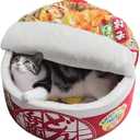 Ramen Noodle Dog & Cat Bed,Keep Warm and Super Soft Creative Pet Nest for Indoor Cats,Removable Washable Cushion for Small Medium Large Dogs and Cats (19.7"L x 19.7"W x 7.9"Th, red)