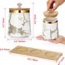JUXYES Set of 3 Canisters Set for Sugar Coffee Tea with Airtight Lid, Ceramic Storage Containers Sets White Storage Pots with Tray Storage Jar Decorative Canisters Sets for for Kitchen Counter, 4.1" X 4.1" X 4.9"