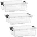 Superio Clear Storage Boxes with Lids, 1.27 Quart Plastic Container Bins for Organizing, Stackable Crates, BPA Free, Non Toxic, Odor Free, Organizers for Home, Office and Dorm, 3 Pack