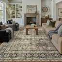 PureCozy Vintage Area Rug 9x12 Brown Washable Living Room Large Carpet Non Slip Bedroom Indoor Office Low Pile Traditional Distressed Retro Accent Rug for Dining Room