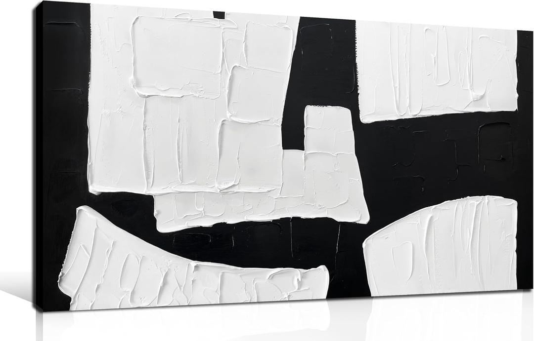 Abstract Painting Wall Art Bedroom Black and White Canvas Wall Art for Living Room Home Office Wall Decor Ready to Hang 20 x 40 Inch